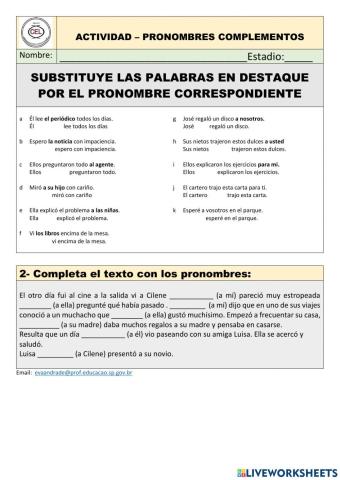 Pronombres complemento