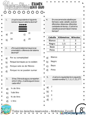 Examen de matemáticas
