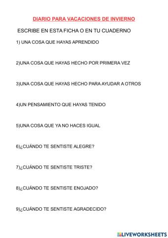 Diario de vacaciones de invierno