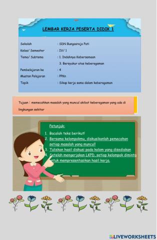 LKPD Kelas 4 Tema 1 Subtema 3 Pembelajaran 4