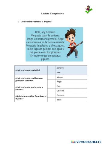 Lectura comprensiva Gerardo