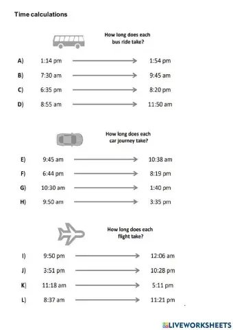 Journey time calculations