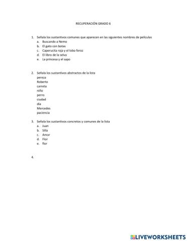 Sustantivos y sus clases