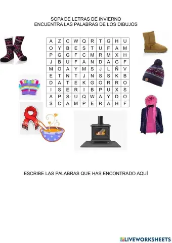 Sopa de letras invierno