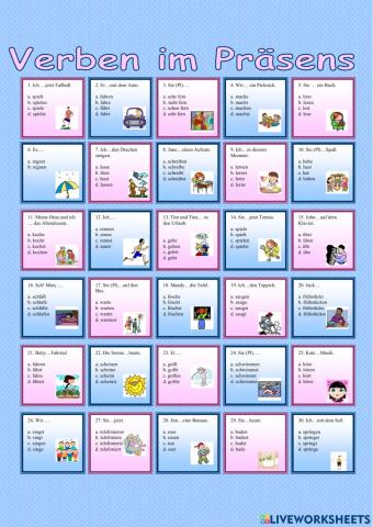 Verben im Präsens