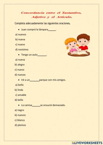 Concordancia del sustantivo y adjetivo