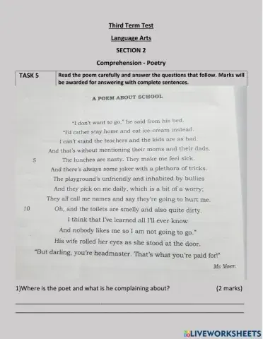 Comprehension- Poetry