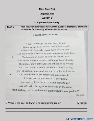 Comprehension- Poetry