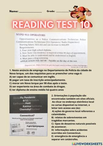 Reading test