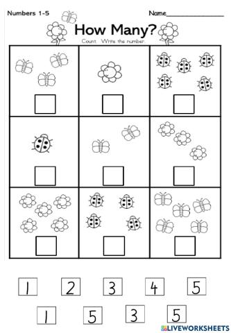 Live worksheet counting 105