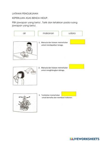 Latihan keperluan asas benda hidup