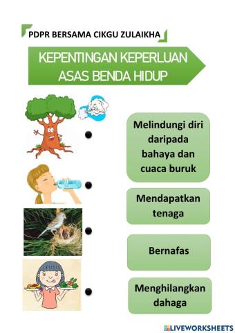 Kepentingan Keperluan Asas Benda Hidup Sains Tahun 1