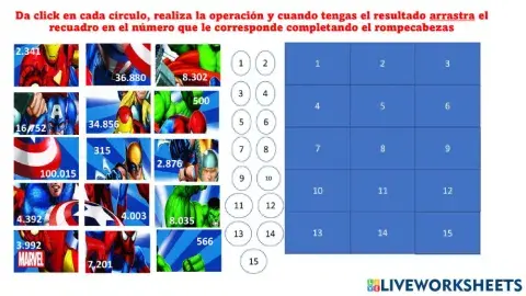 Divisiones con super heroes