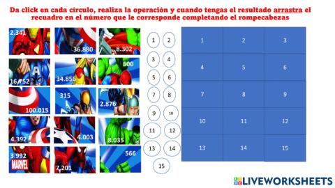 Divisiones con super heroes