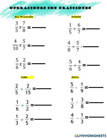 Operaciones con fracciones
