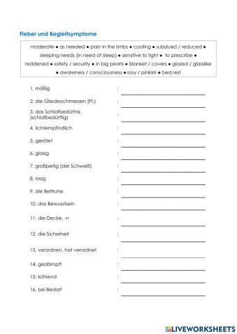 Pflege Wortschatz 09