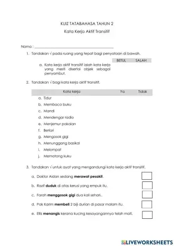 Kata kerja aktif transitif