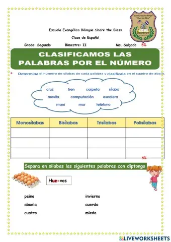 Examen de Español - Segundo Grado-II Bimestre