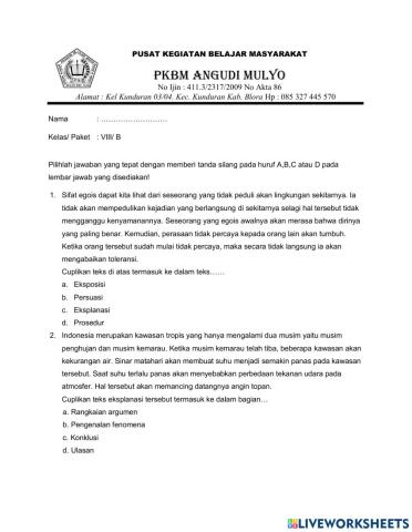 B.indonesia kelas VIII Paket B