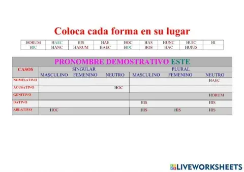 Demostrativo HIC, HAEC, HOC
