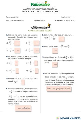 Forma mista da fração