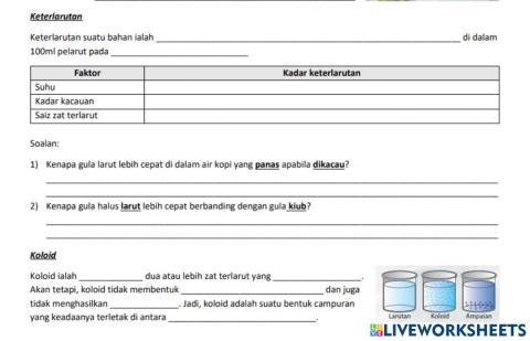 Sains Ting 2 Bab 5.2 Larutan dan Kadar Keterlarutan (C)