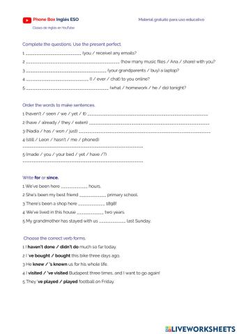 3ºESO-Present Perfect.ejercicio.3