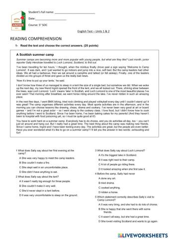 English Test - Unit 1 (B)