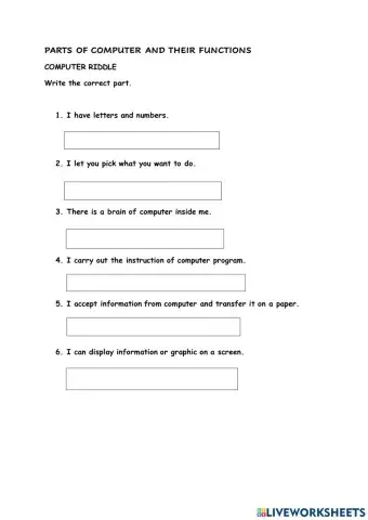 Parts of comouter and its function