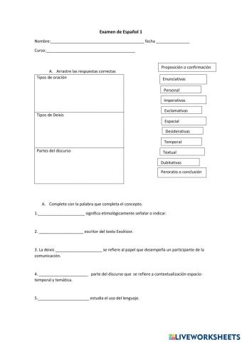 Examen de Español 1