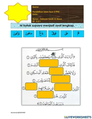 Hafazan Surah Al Maun PPKI THN 5