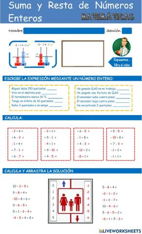 Suma y Resta de Números Enteros
