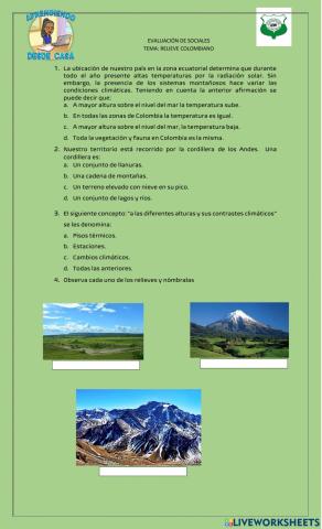 Evaluación Regiones geográficas de Colombia