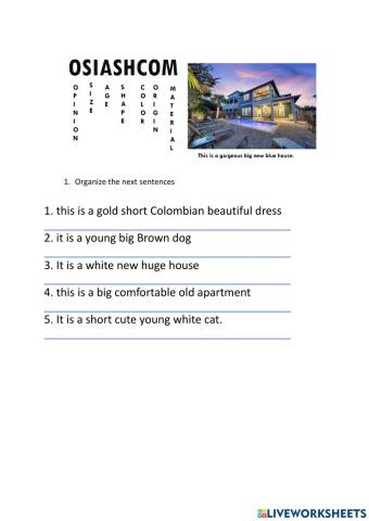 Organize the adjectives