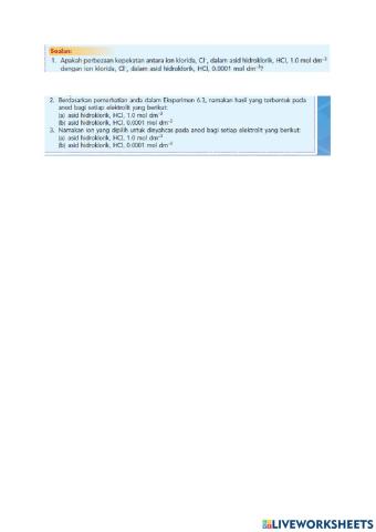 Elektrolit eksperimen 6.3(BUKU TEKS 187-188)