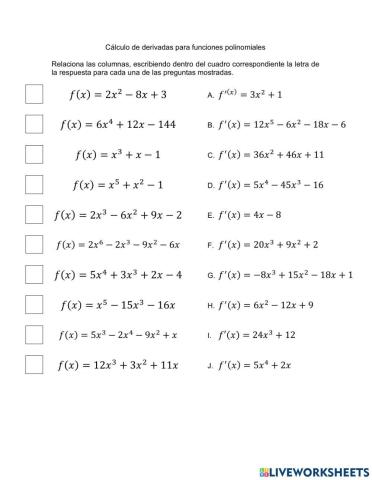 Derivadas de funciones polinomiales