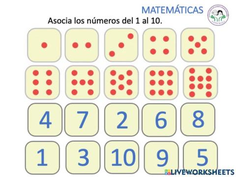 Asociar numero cantidad 1 al 10