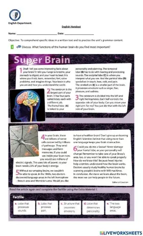 Reading comprehension: Super Brain