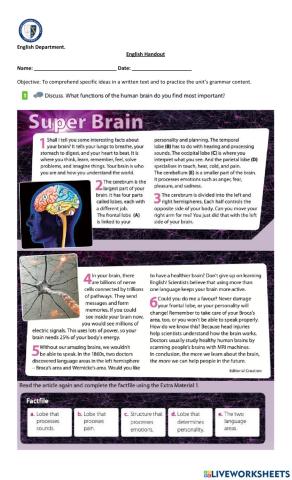 Reading comprehension: Super Brain