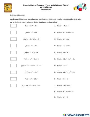 Evidencia 10 Derivada una función polinomial