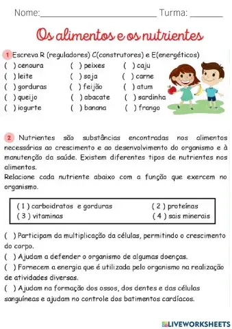 Os alimentos e os nutrientes