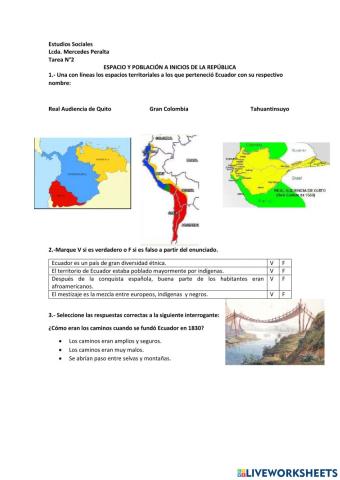 Espacio y población a inicio de la República.