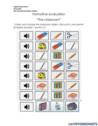 Worksheet first grade Garden College-Miss Claudia Hernández