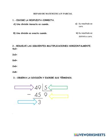 Repaso de matemáticas cuarto parcial