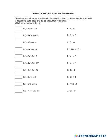 Derivada de una función polinomial