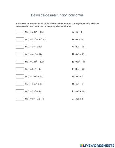 Derivada de una función polinomial
