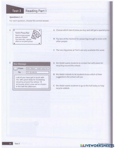 JUNE MOCK PET Reading