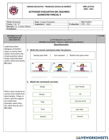 Commands- Human body
