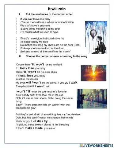 It will rain- first conditional song