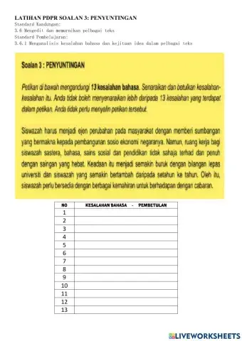 Latihan Soalan Penyuntingan